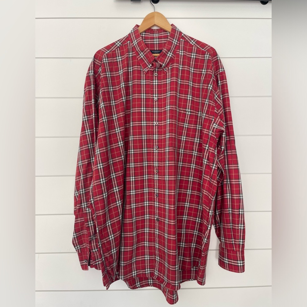 BURBERRY LONDON Men’s XXL Red Plaid Long Sleeve Shirt